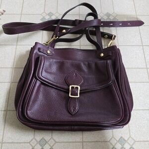 Annabel Ingall  Dominic Leather Satchel Handbag Burgundy/Gold Tone Australia
